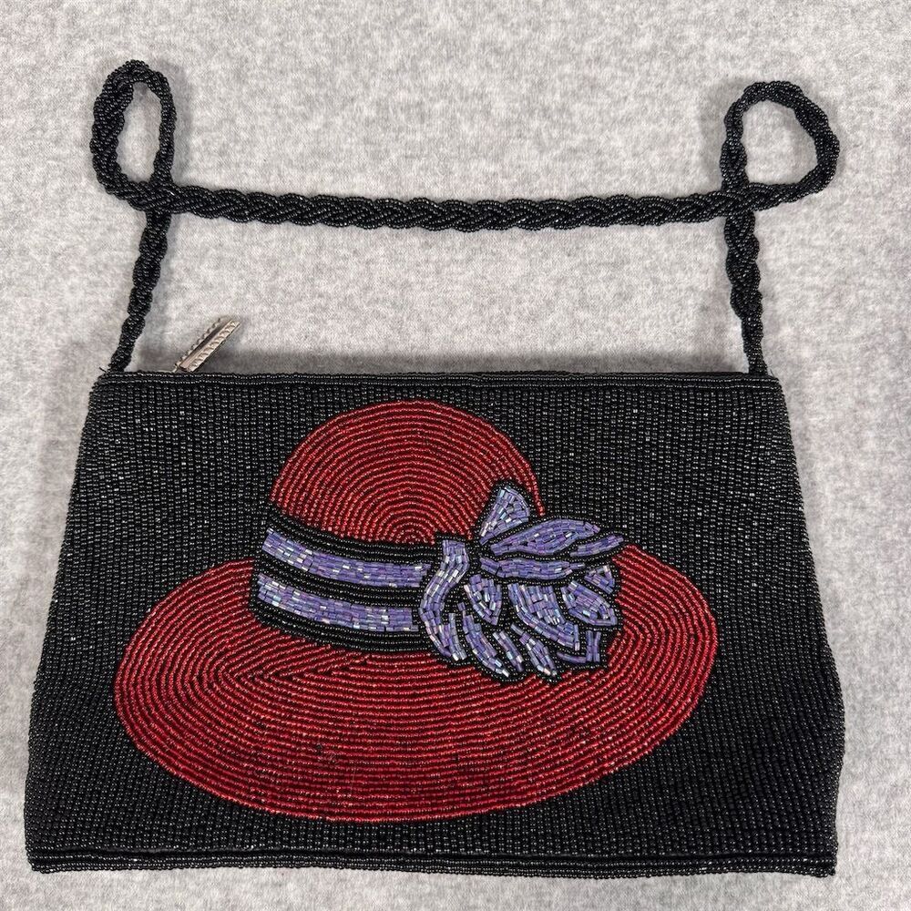 Red Hat Society Women's Beaded Clutch Black & Red Elegant Design
